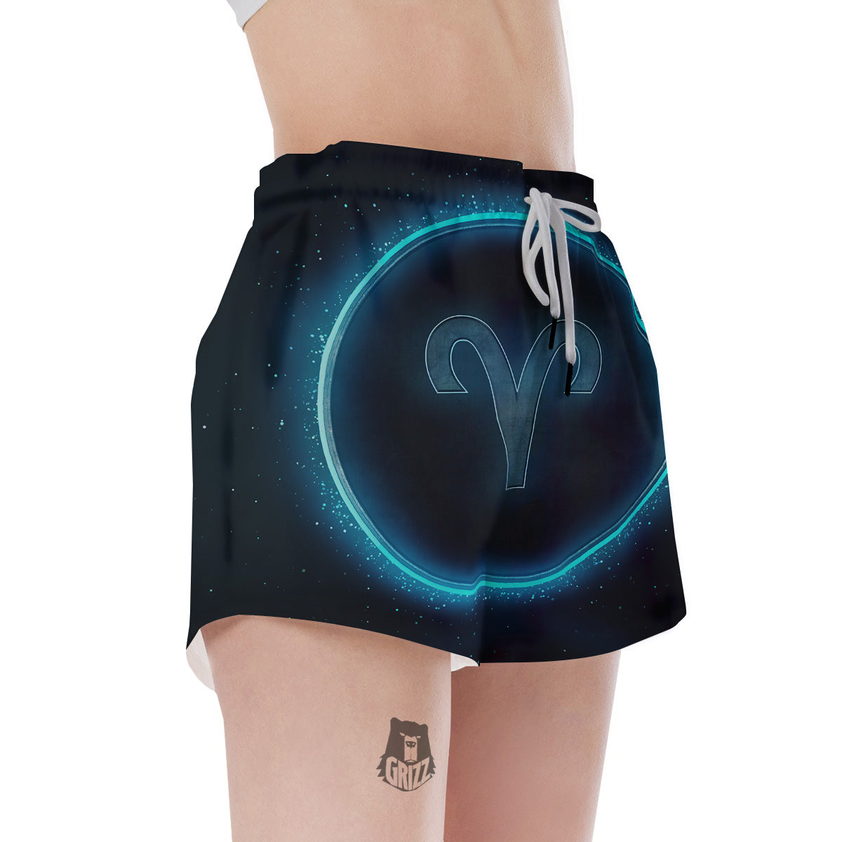 Zodiac Sign Blue Aries Print Women's Shorts-grizzshop