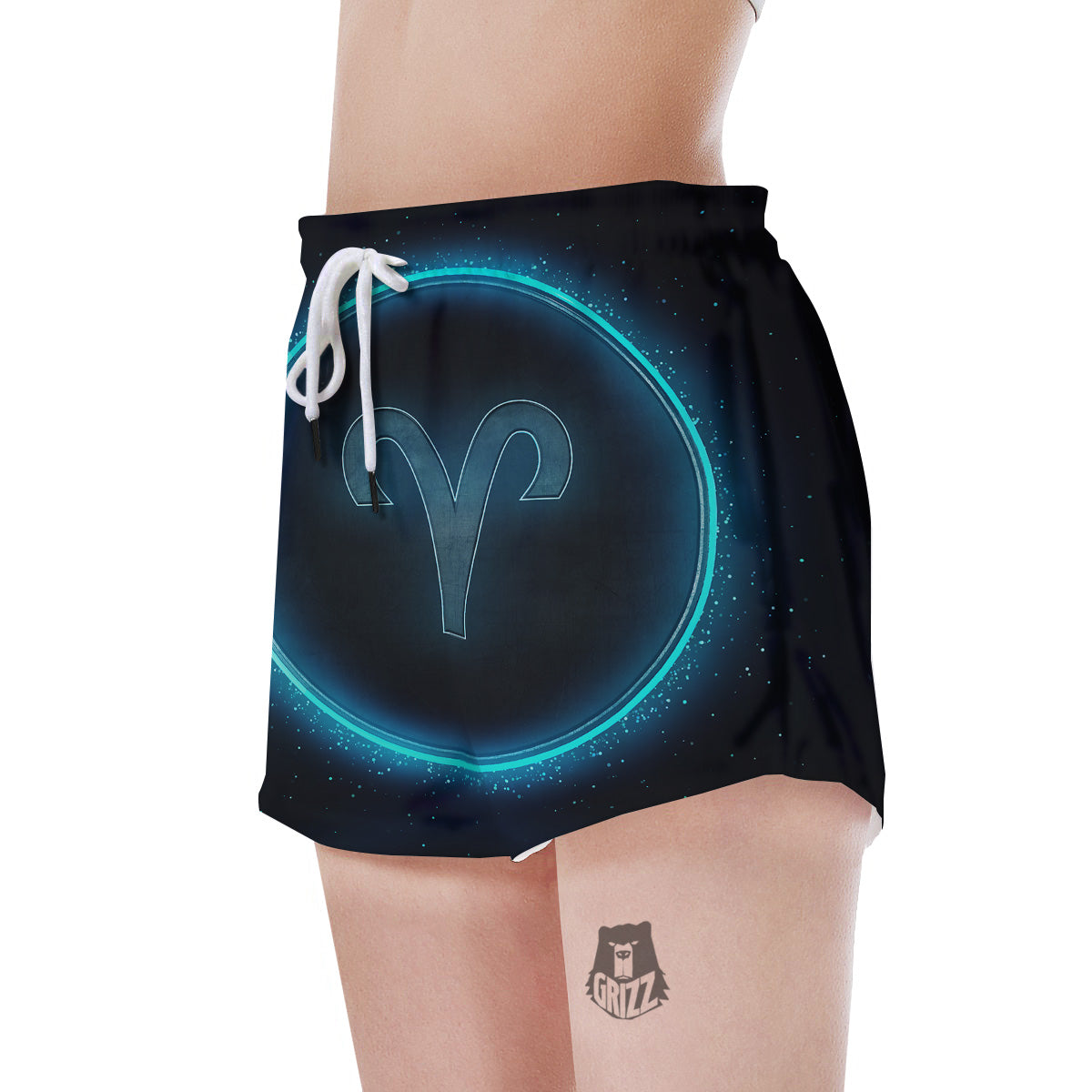 Zodiac Sign Blue Aries Print Women's Shorts-grizzshop
