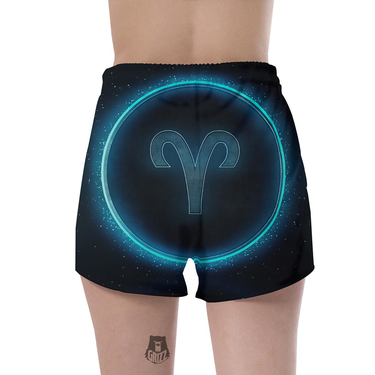 Zodiac Sign Blue Aries Print Women's Shorts-grizzshop