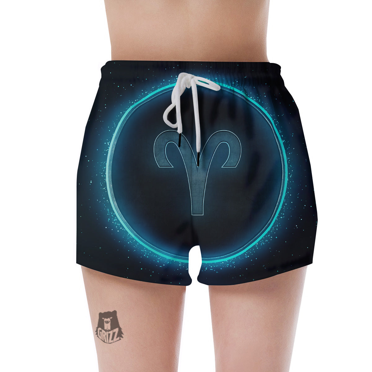 Zodiac Sign Blue Aries Print Women's Shorts-grizzshop