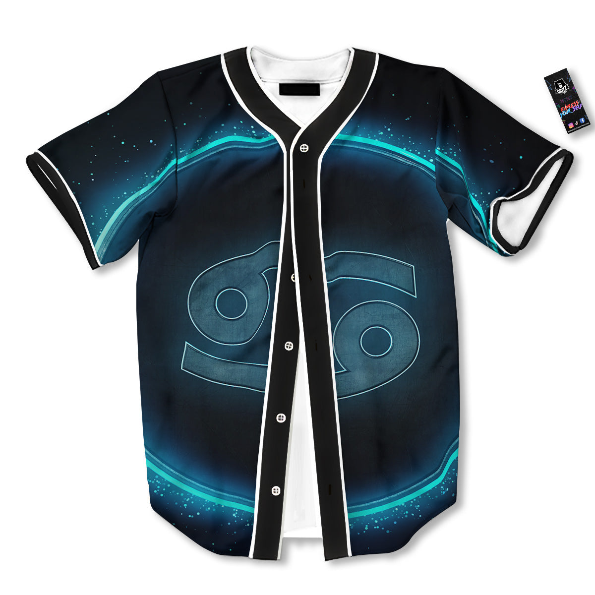 Zodiac Sign Blue Cancer Print Baseball Jersey-grizzshop