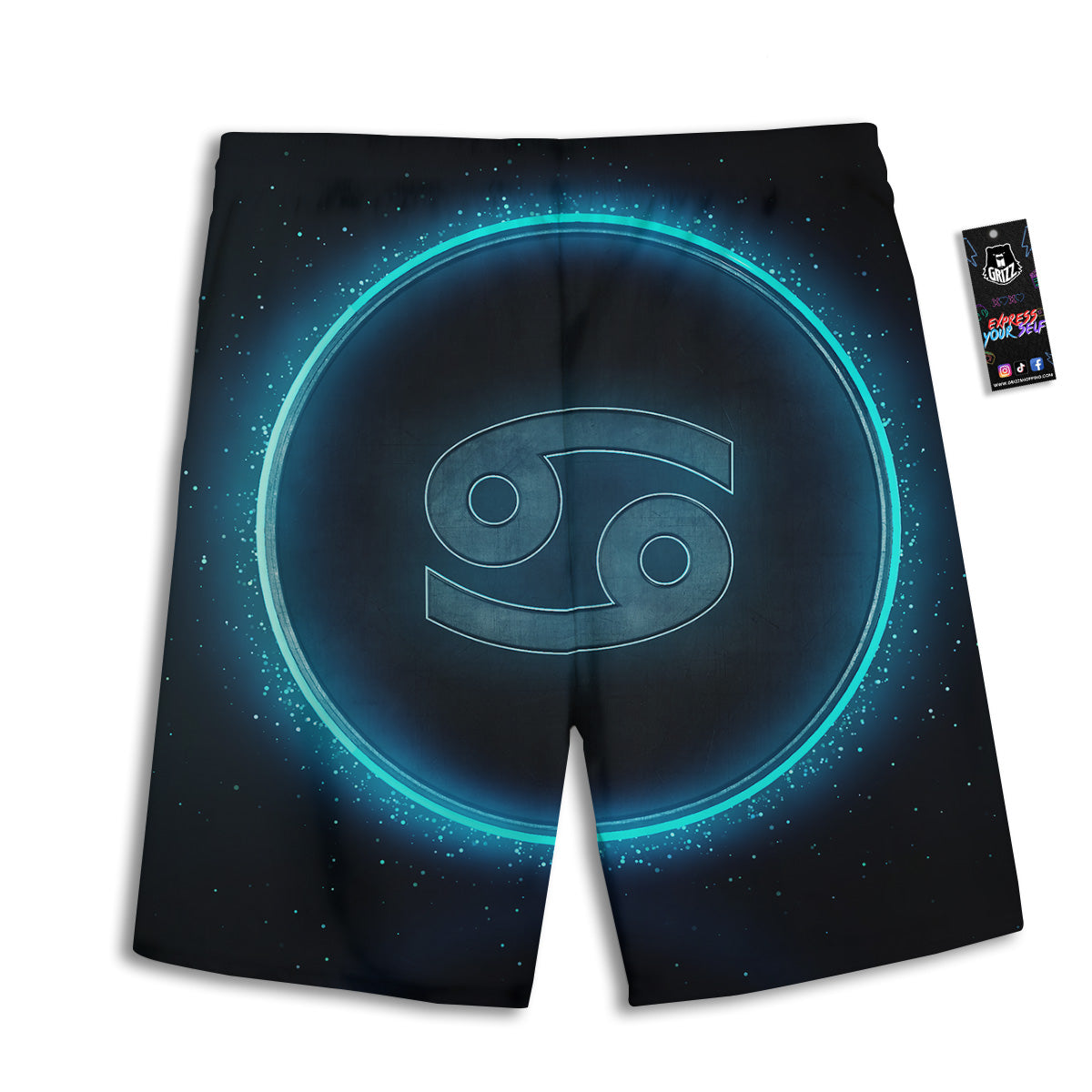 Zodiac Sign Blue Cancer Print Men's Athletic Shorts