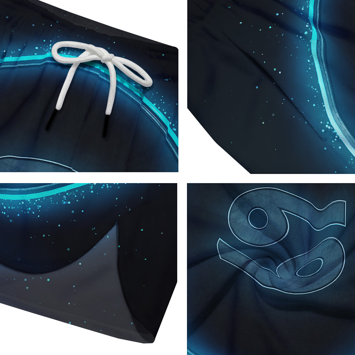 Zodiac Sign Blue Cancer Print Men's Running Shorts-grizzshop