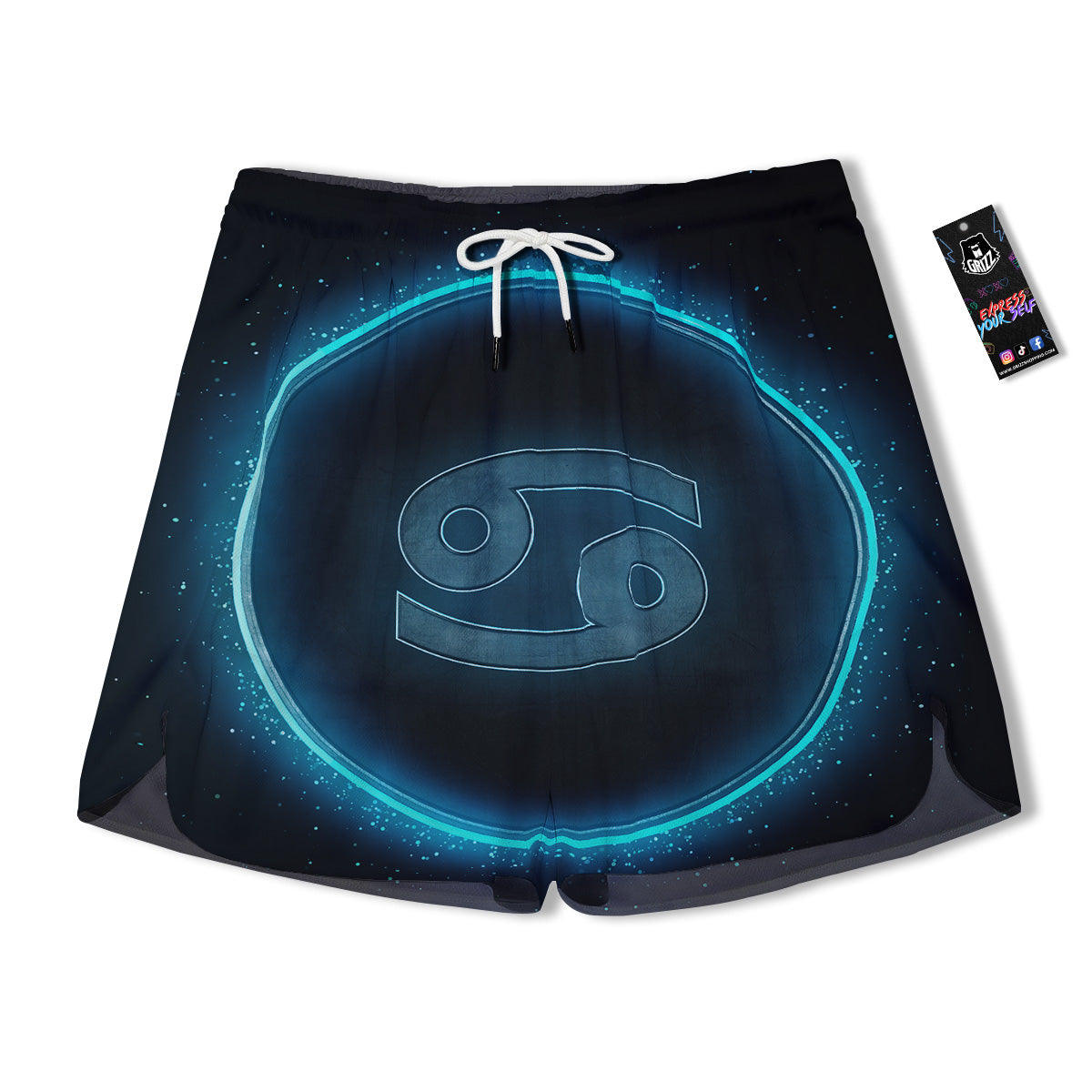 Zodiac Sign Blue Cancer Print Men's Running Shorts-grizzshop