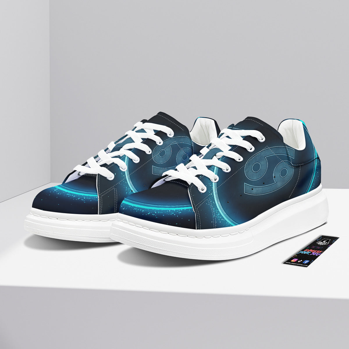 Zodiac Sign Blue Cancer Print Platform Shoes-grizzshop