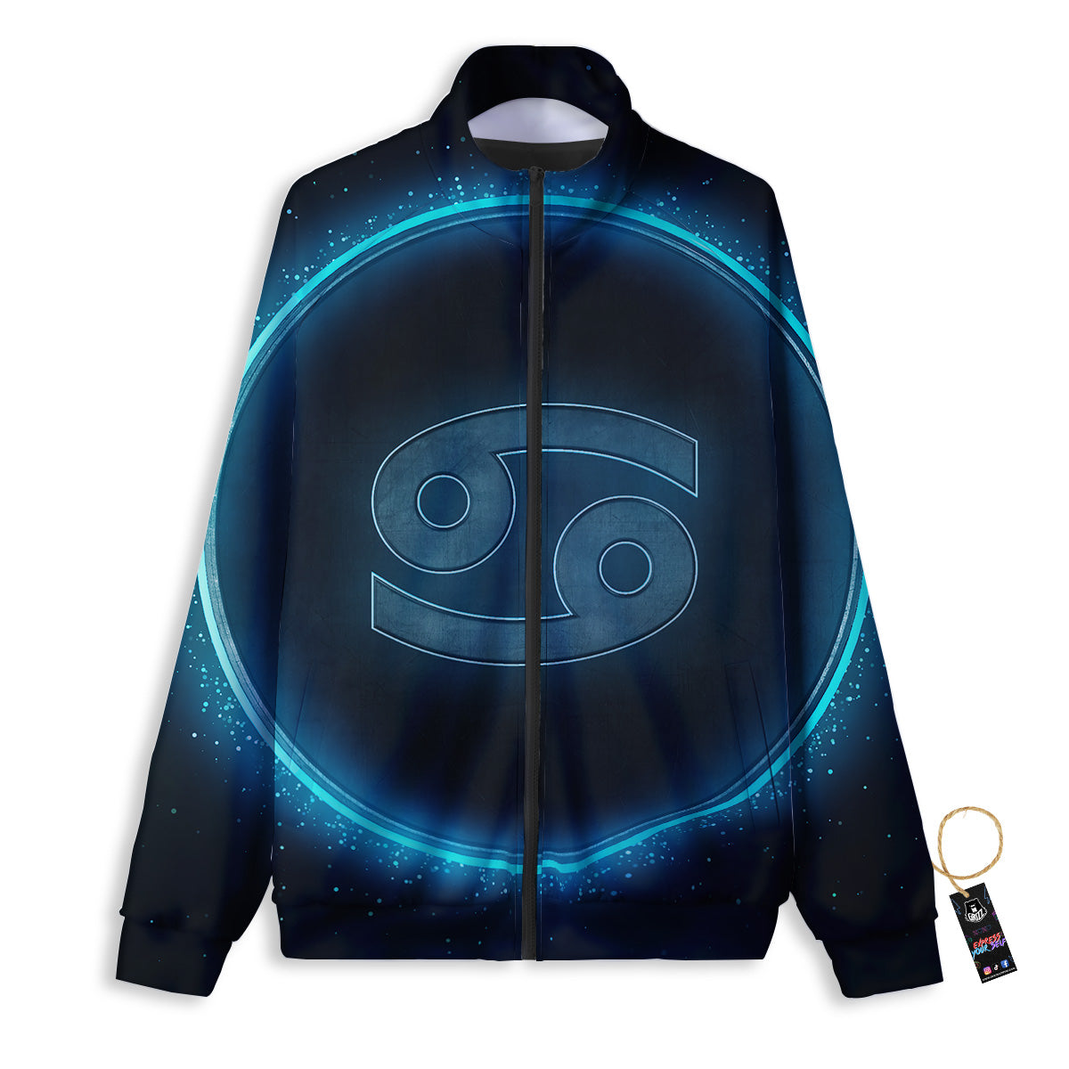 Zodiac Sign Blue Cancer Print Track Jacket-grizzshop