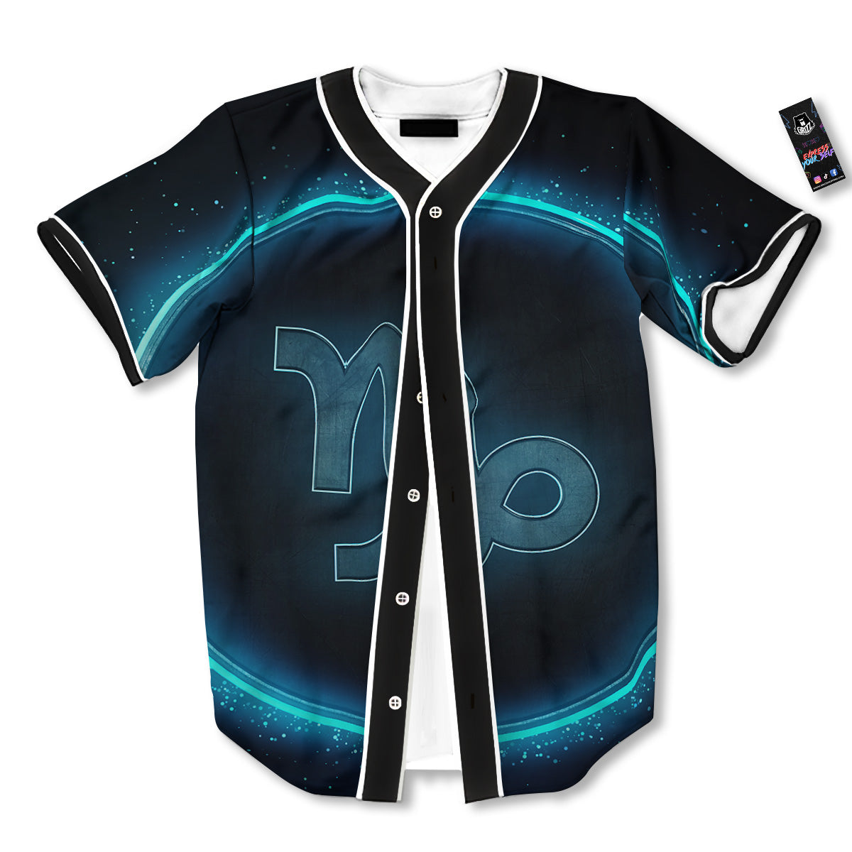 Zodiac Sign Blue Capricorn Print Baseball Jersey-grizzshop