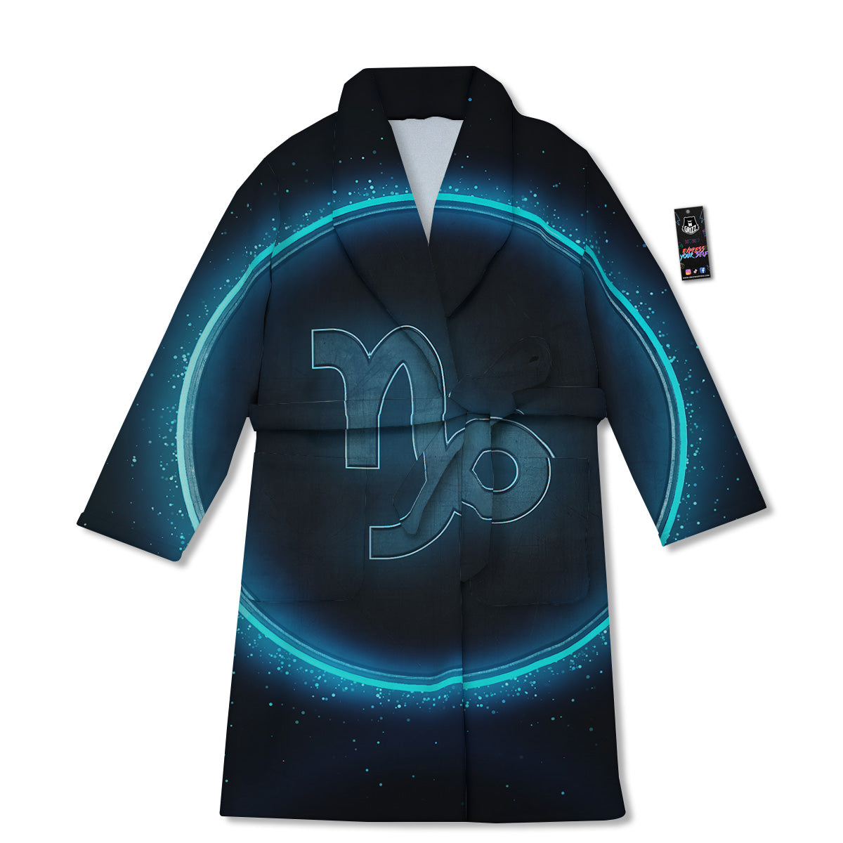 Zodiac Sign Blue Capricorn Print Bathrobe-grizzshop