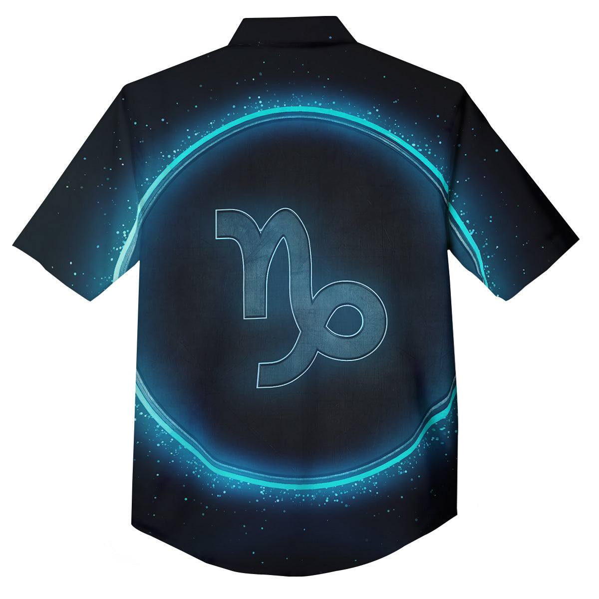 Zodiac Sign Blue Capricorn Print Button Up Shirt-grizzshop