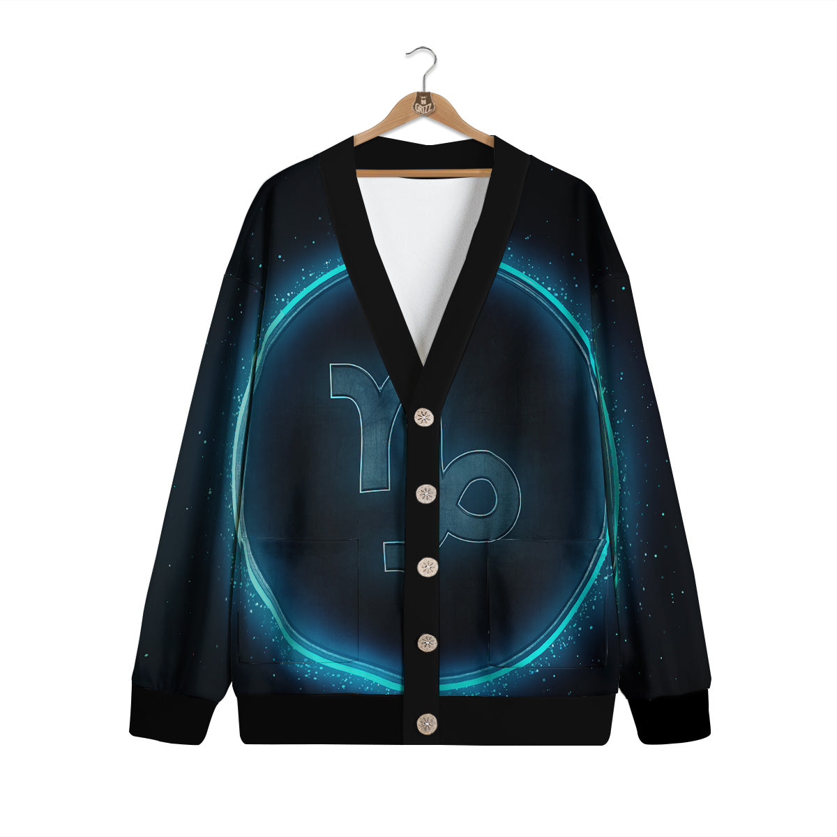 Zodiac Sign Blue Capricorn Print Cardigan-grizzshop