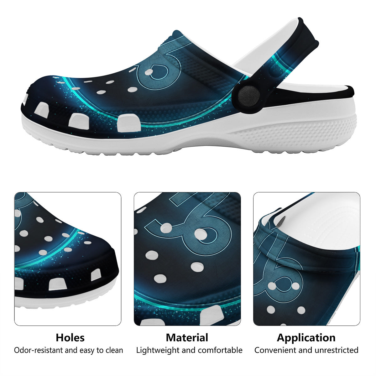 Zodiac Sign Blue Capricorn Print Clog-grizzshop
