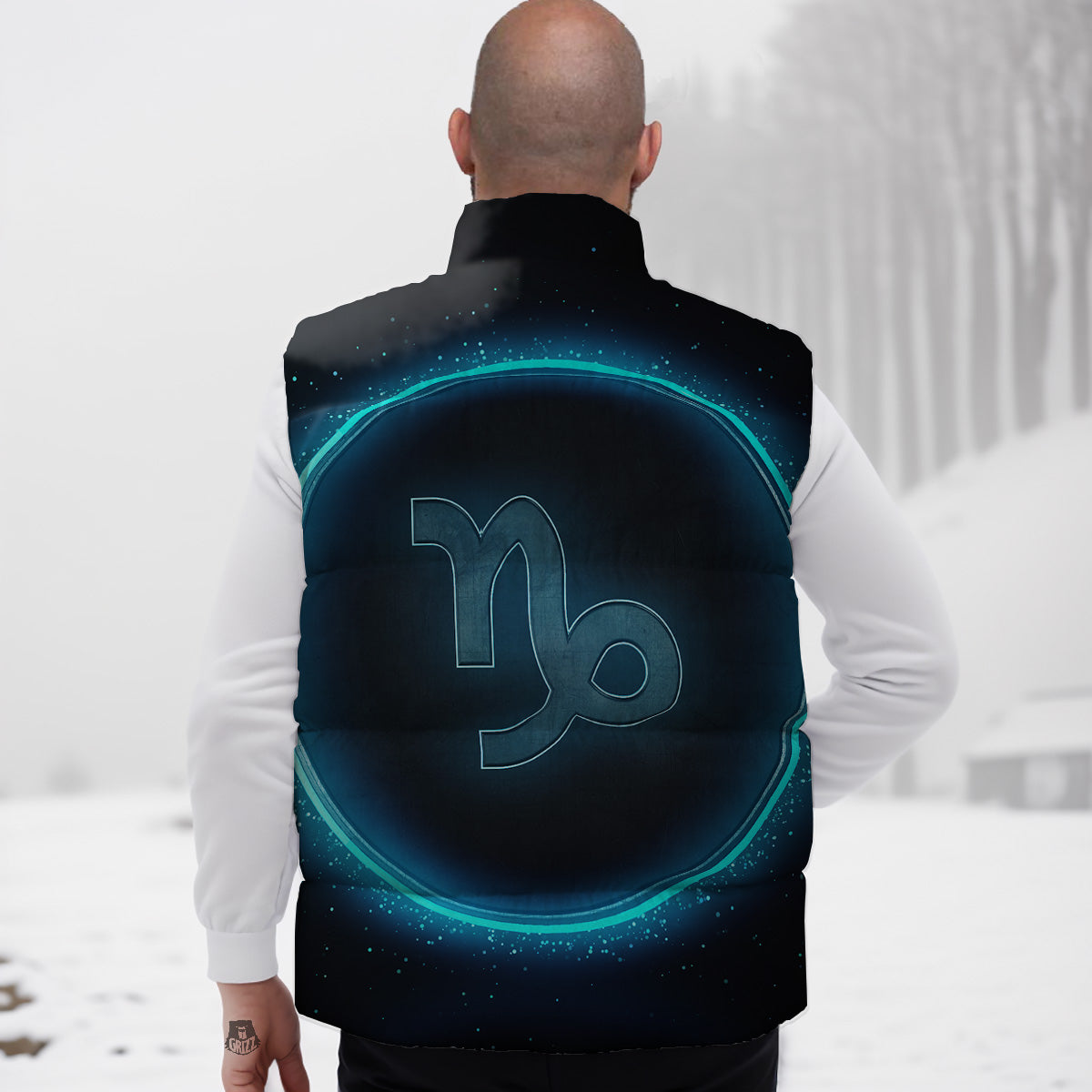 Zodiac Sign Blue Capricorn Print Down Vest