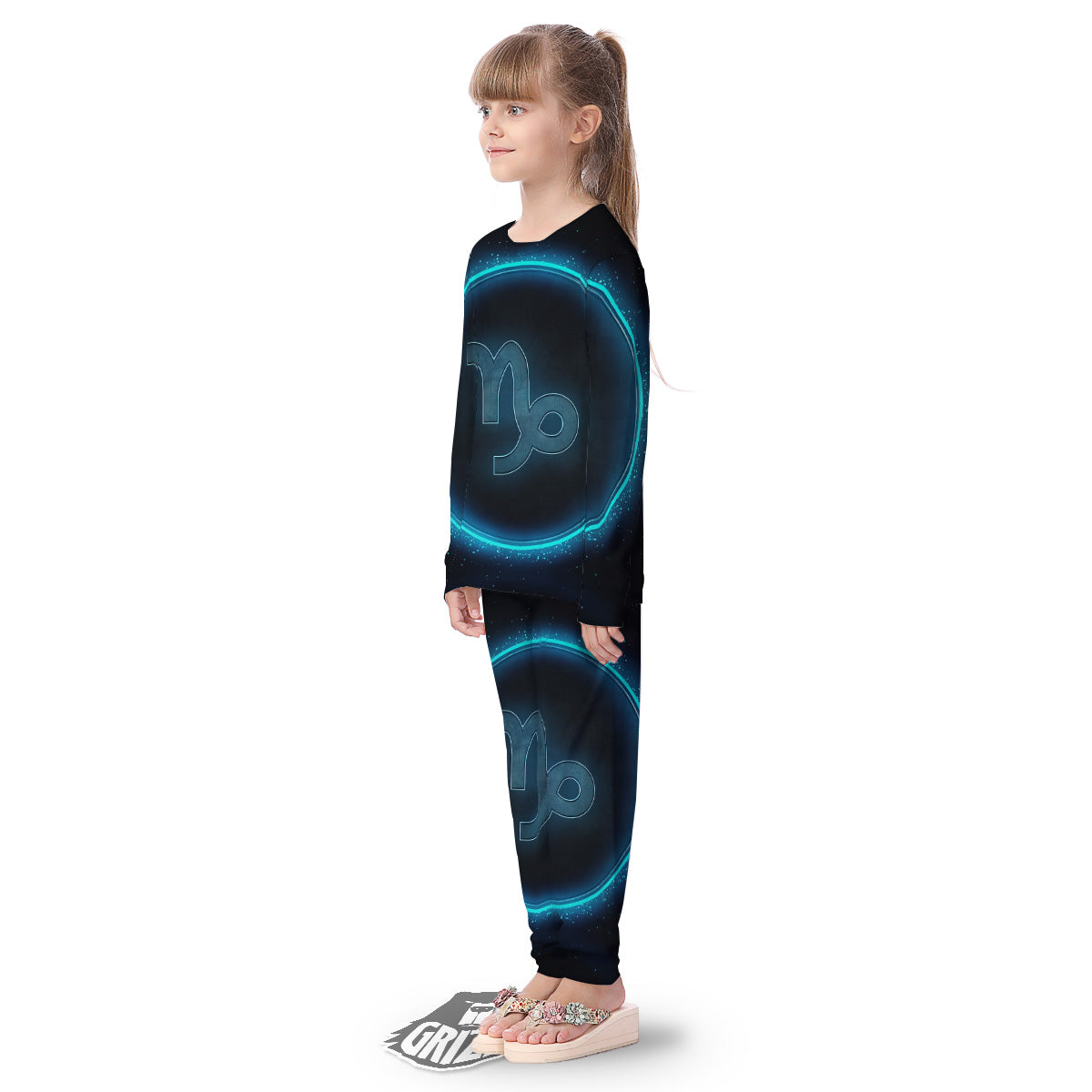 Zodiac Sign Blue Capricorn Print Kid's Pajamas-grizzshop
