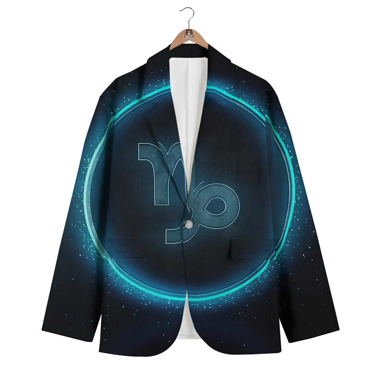 Zodiac Sign Blue Capricorn Print Men's Blazer-grizzshop