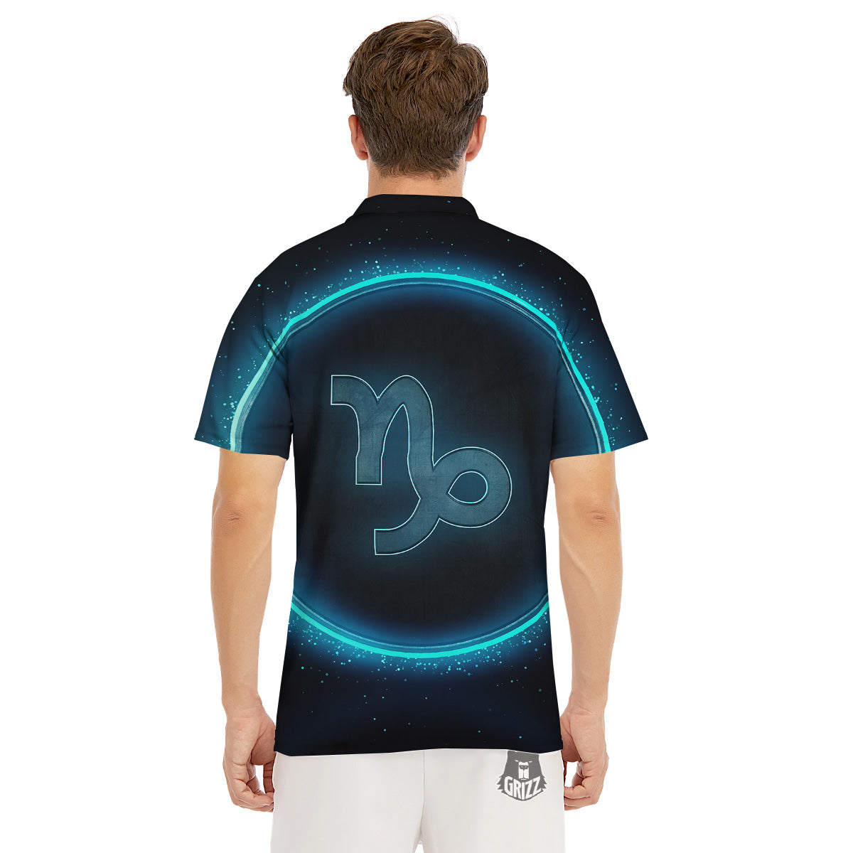 Zodiac Sign Blue Capricorn Print Men's Golf Shirts-grizzshop
