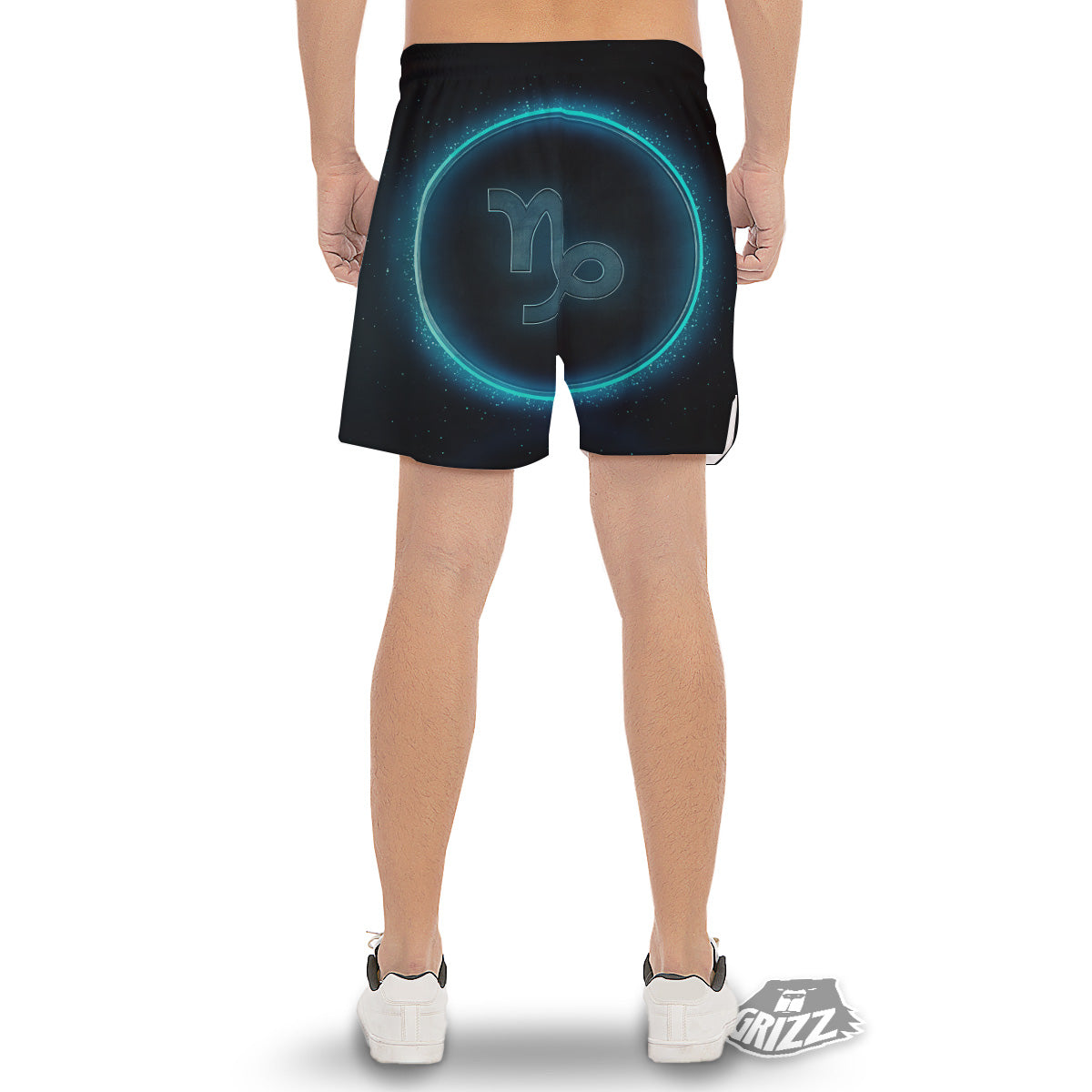 Zodiac Sign Blue Capricorn Print Men's Gym Shorts-grizzshop