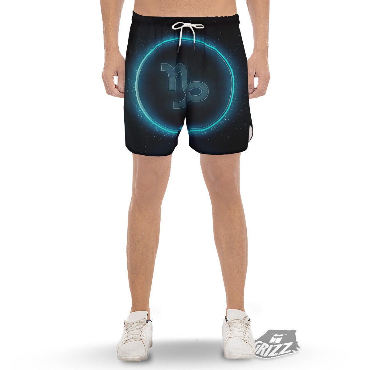 Zodiac Sign Blue Capricorn Print Men's Gym Shorts-grizzshop