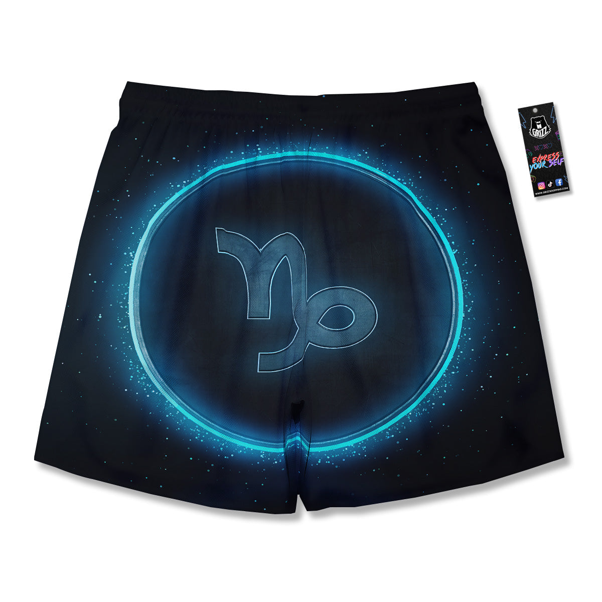Zodiac Sign Blue Capricorn Print Men's Running Shorts-grizzshop