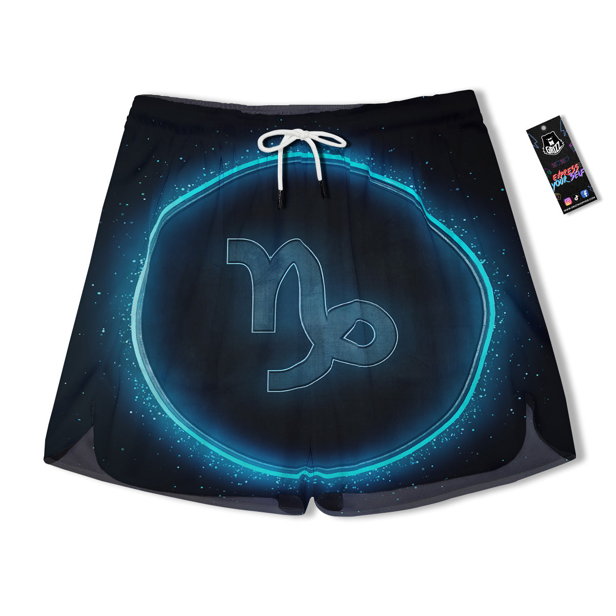 Zodiac Sign Blue Capricorn Print Men's Running Shorts-grizzshop
