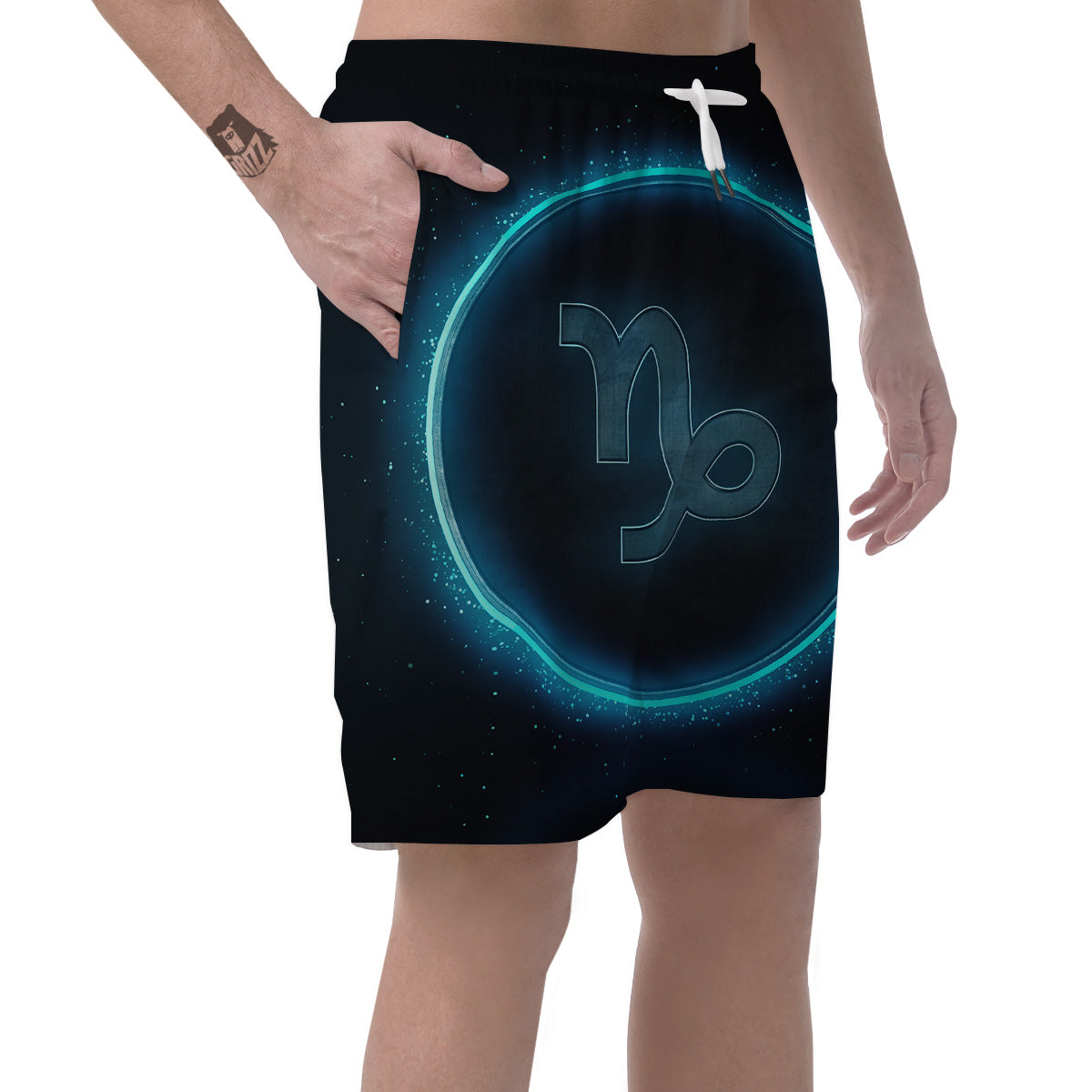 Zodiac Sign Blue Capricorn Print Men's Shorts-grizzshop