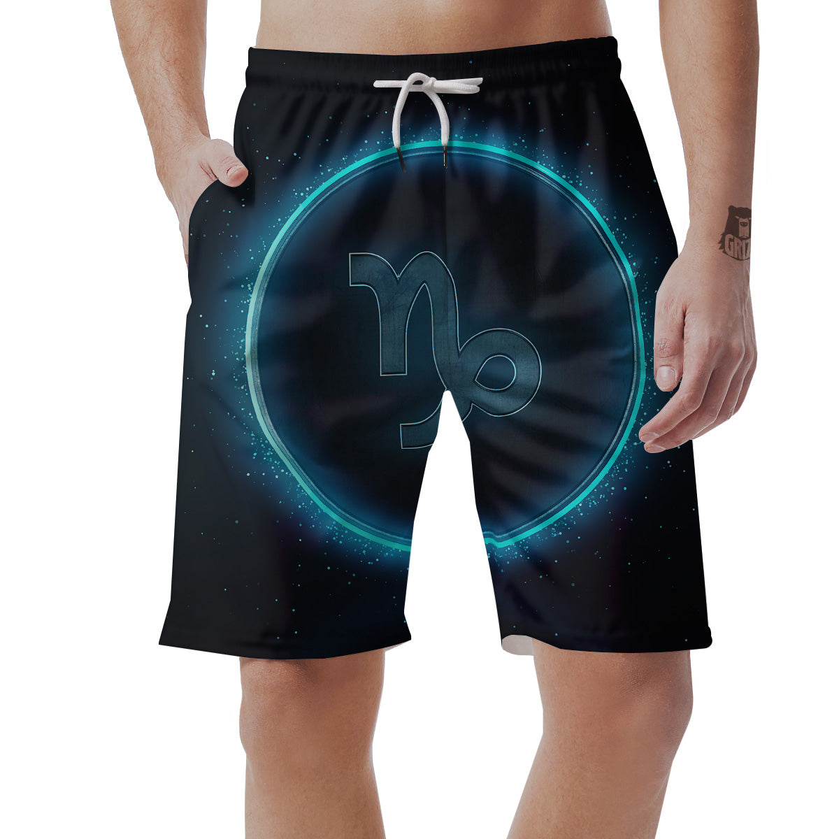 Zodiac Sign Blue Capricorn Print Men's Shorts-grizzshop