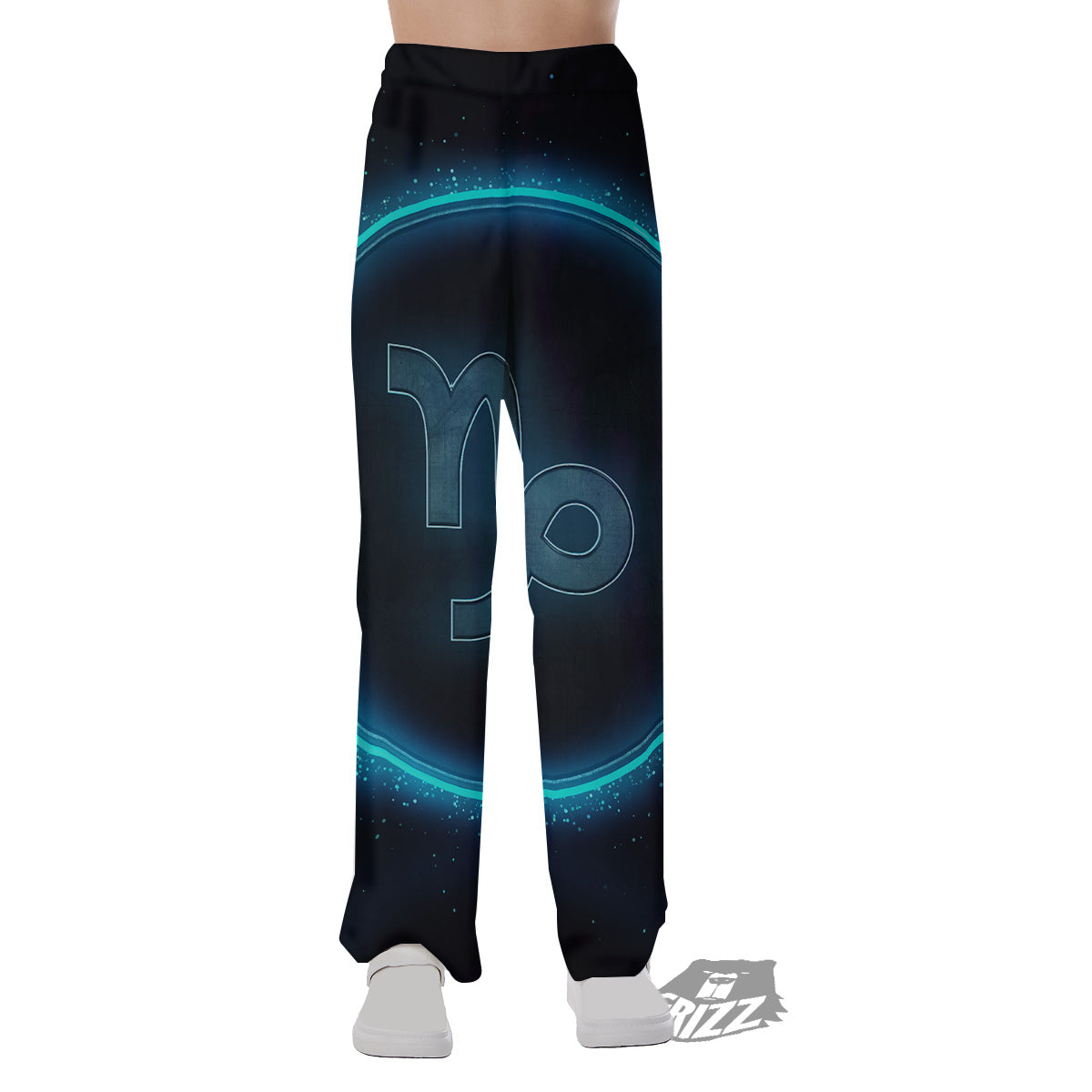 Zodiac Sign Blue Capricorn Print Pajama Pants-grizzshop