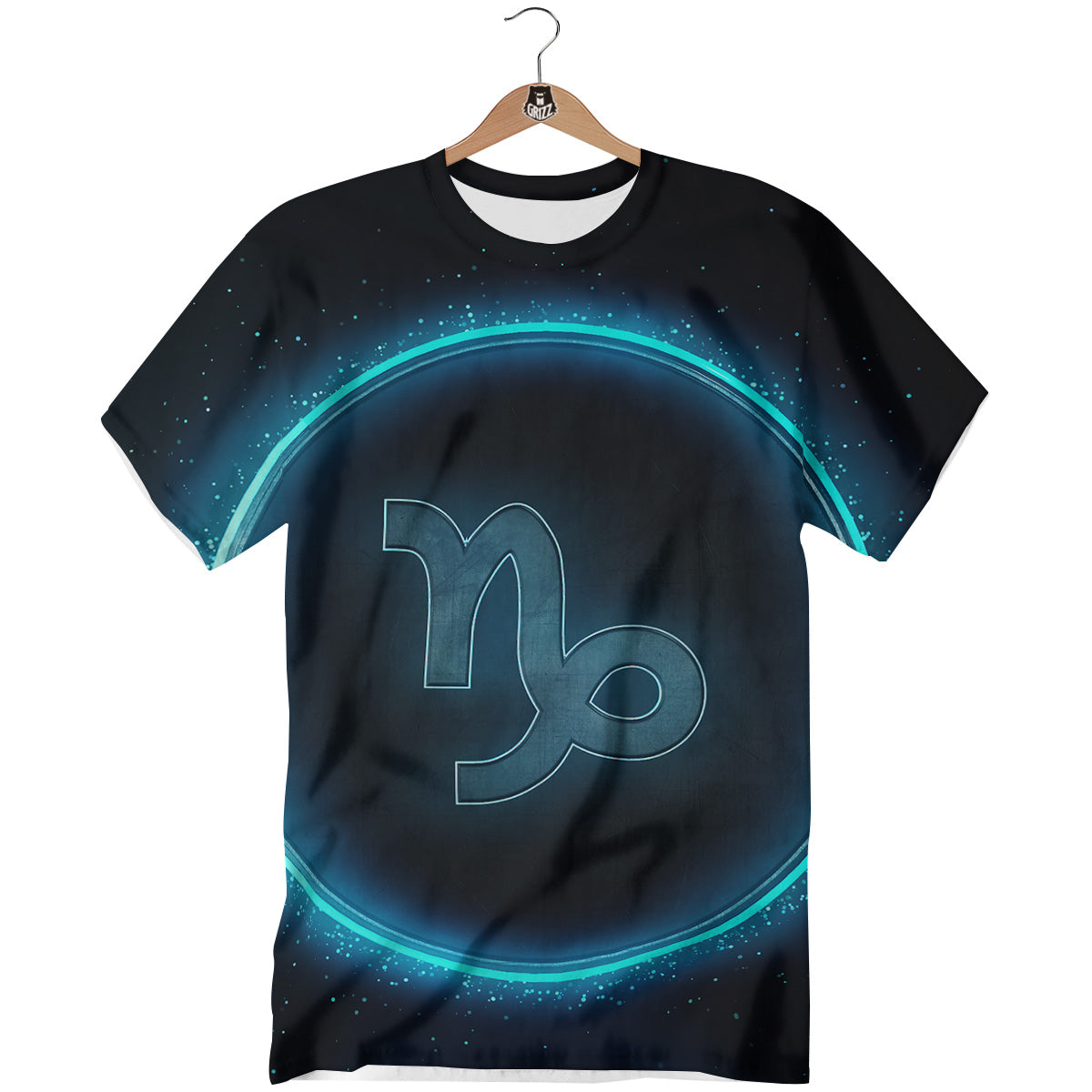 Zodiac Sign Blue Capricorn Print T-Shirt-grizzshop