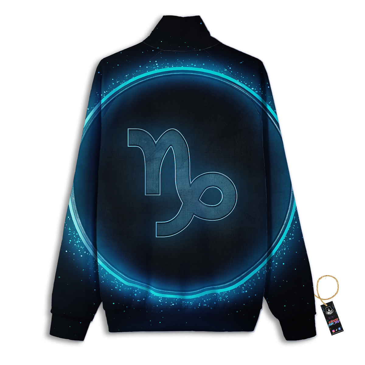 Zodiac Sign Blue Capricorn Print Track Jacket-grizzshop