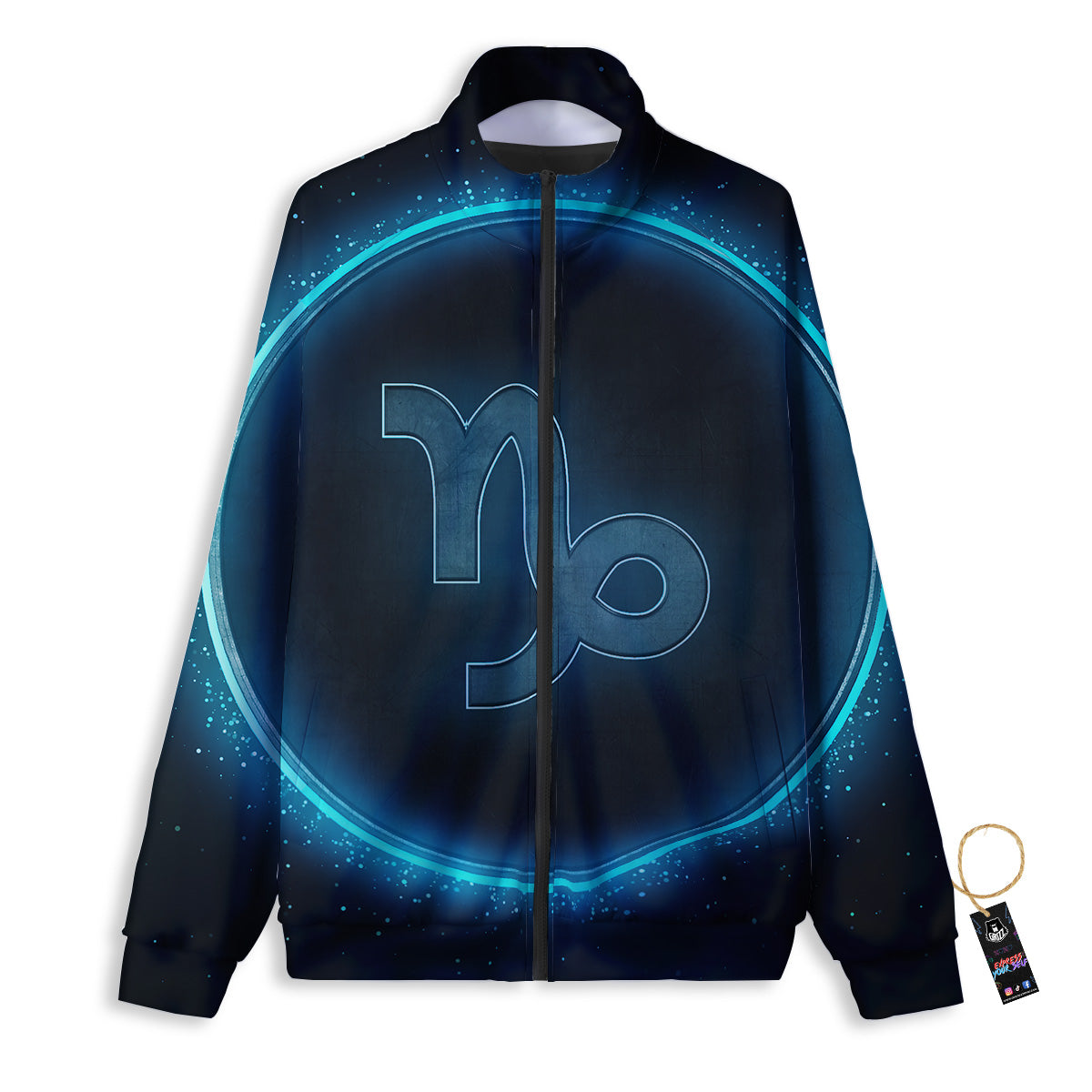 Zodiac Sign Blue Capricorn Print Track Jacket-grizzshop