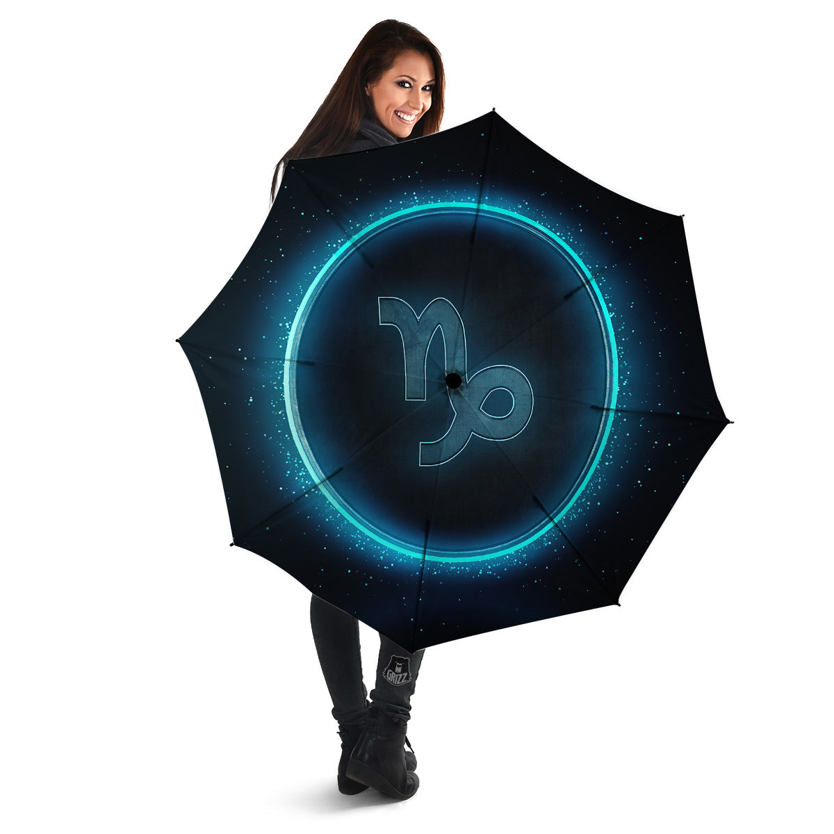 Zodiac Sign Blue Capricorn Print Umbrella-grizzshop