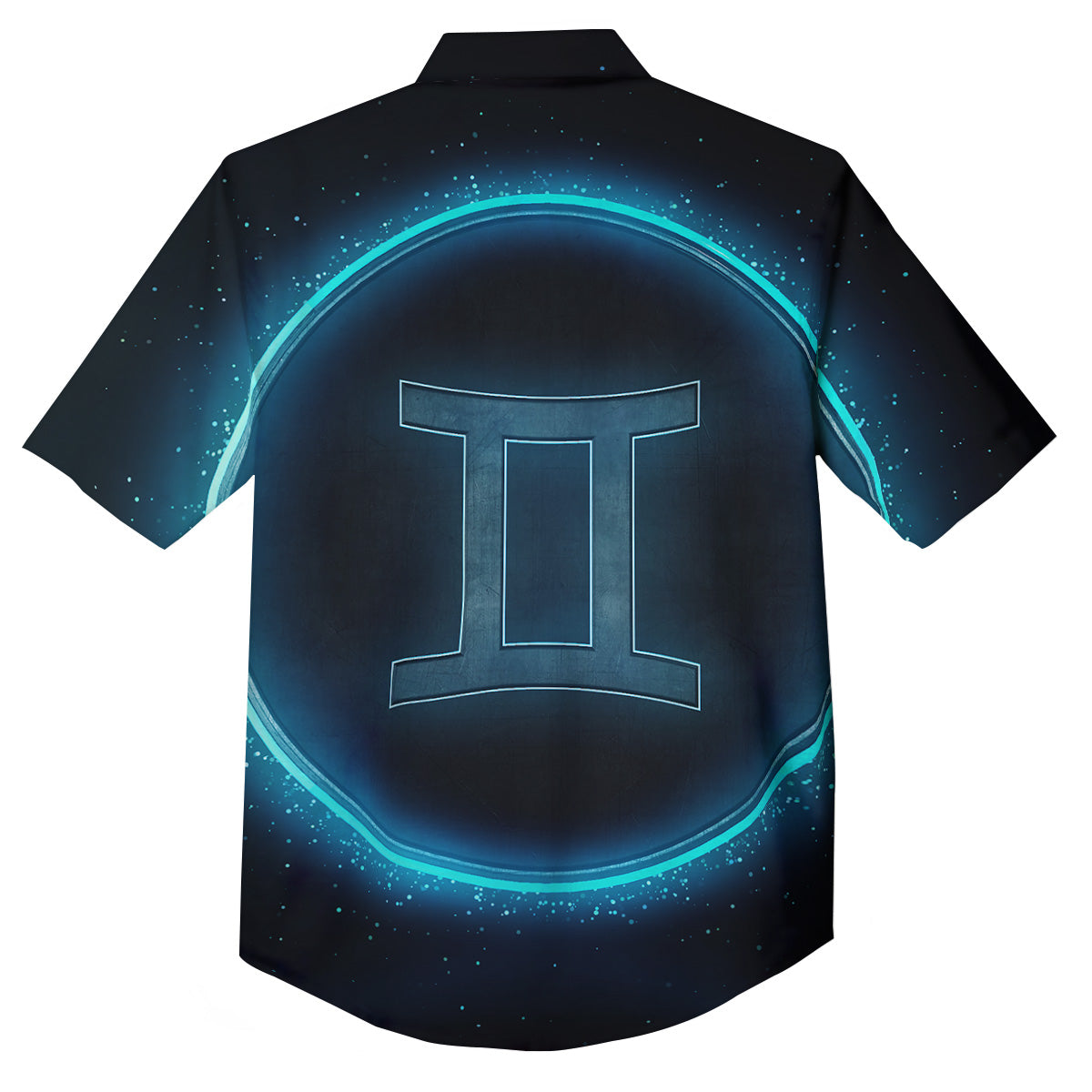 Zodiac Sign Blue Gemini Print Button Up Shirt-grizzshop