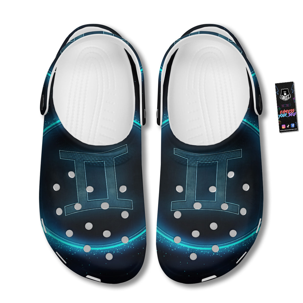 Zodiac Sign Blue Gemini Print Clog-grizzshop