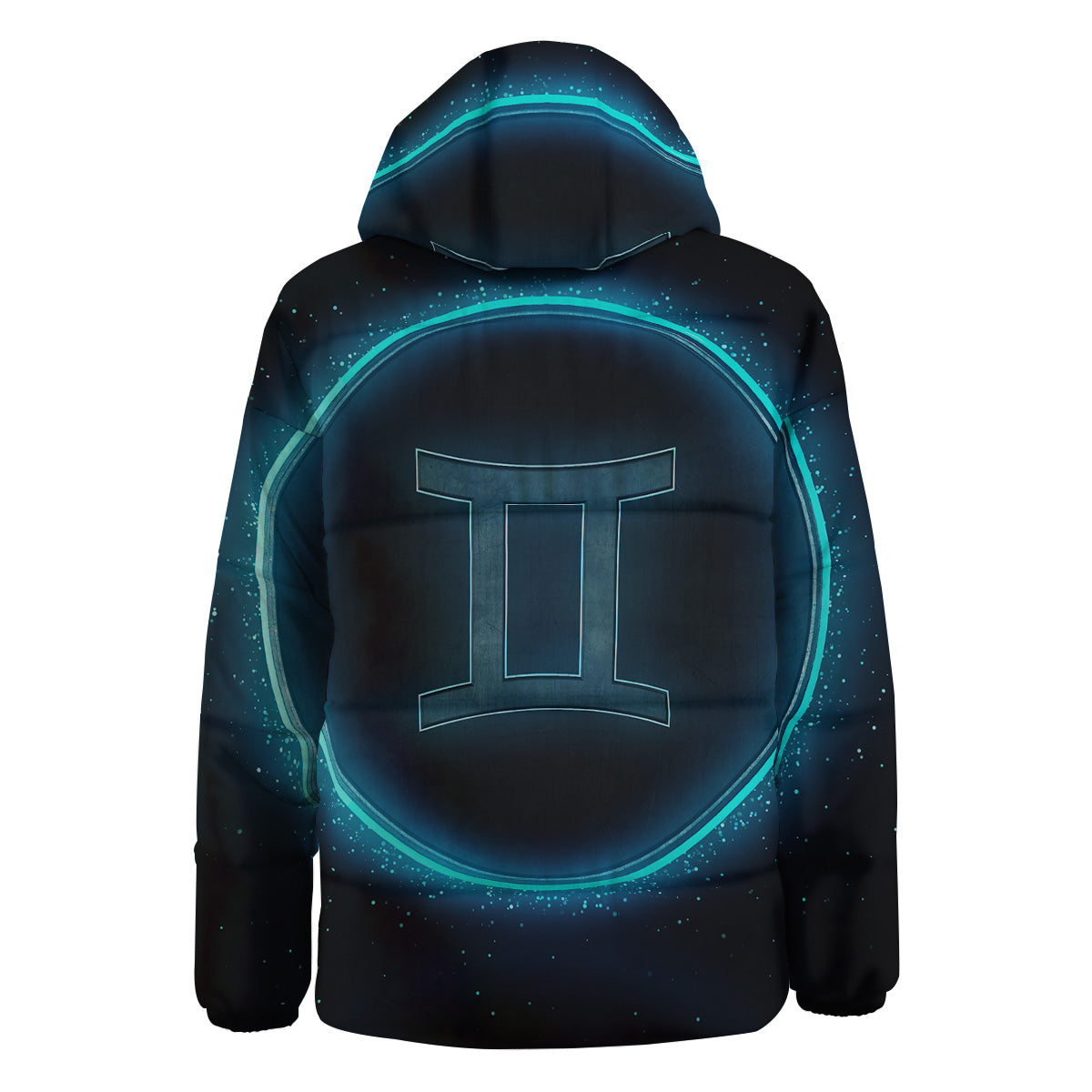 Zodiac Sign Blue Gemini Print Down Jacket-grizzshop