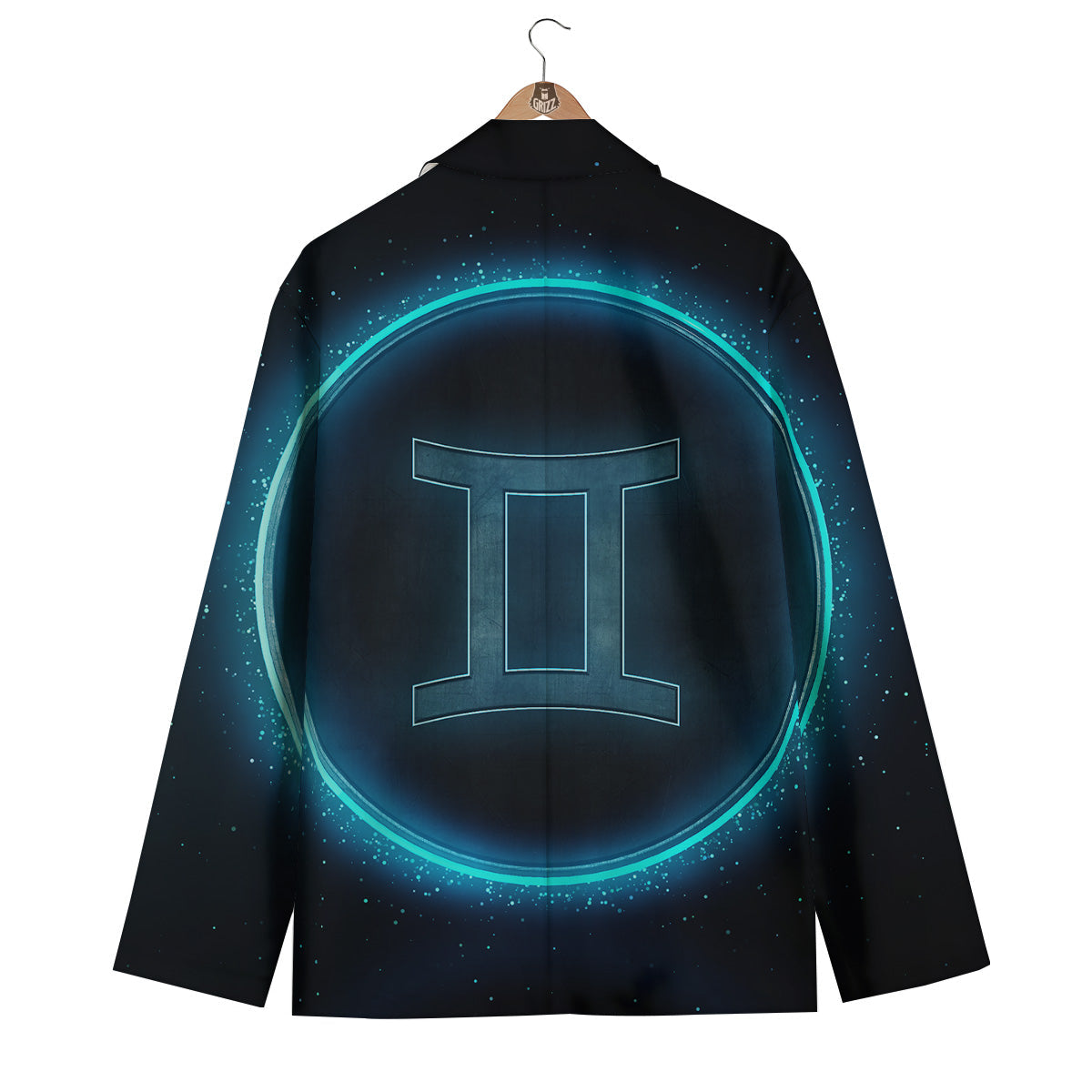 Zodiac Sign Blue Gemini Print Men's Blazer-grizzshop