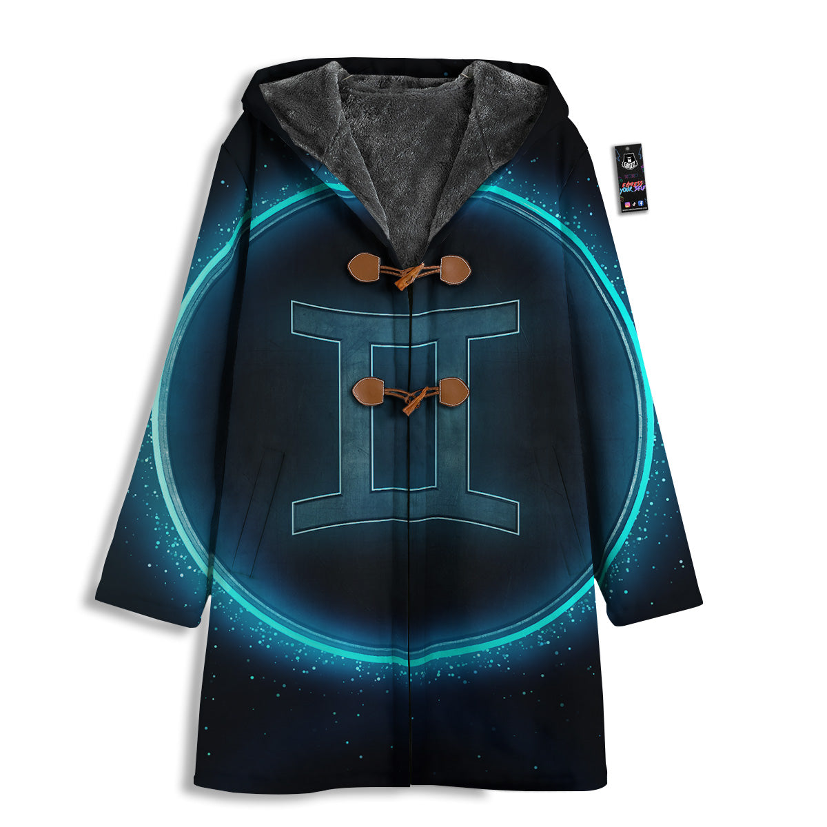 Zodiac Sign Blue Gemini Print Men's Windbreaker Jacket