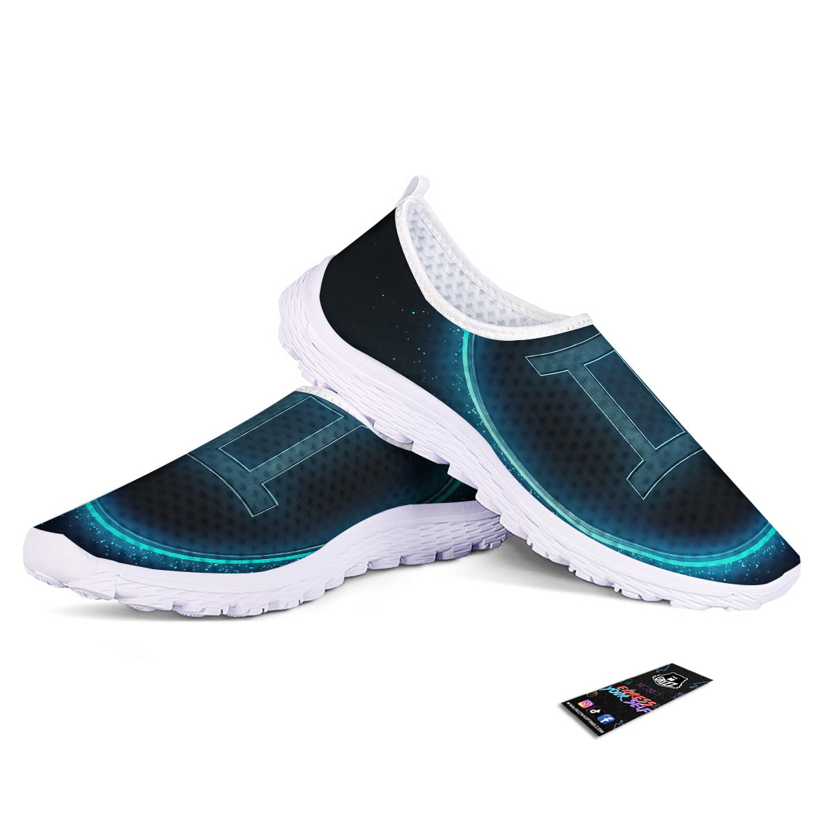 Zodiac Sign Blue Gemini Print Nurse Shoes-grizzshop