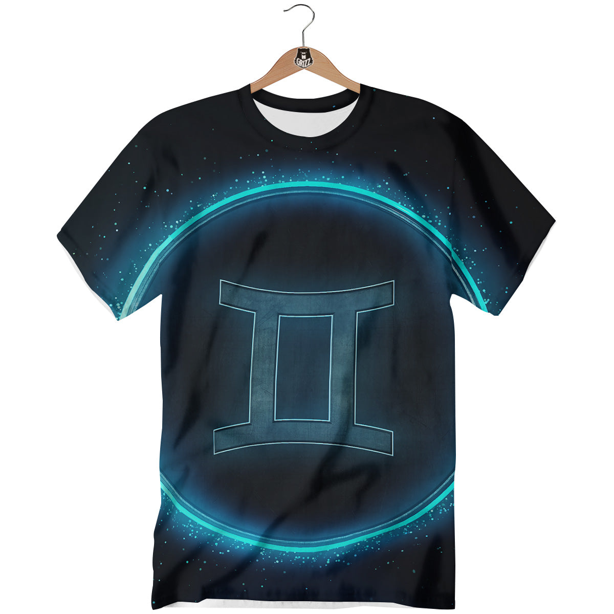 Zodiac Sign Blue Gemini Print T-Shirt-grizzshop