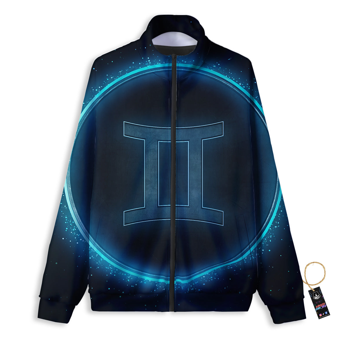 Zodiac Sign Blue Gemini Print Track Jacket-grizzshop