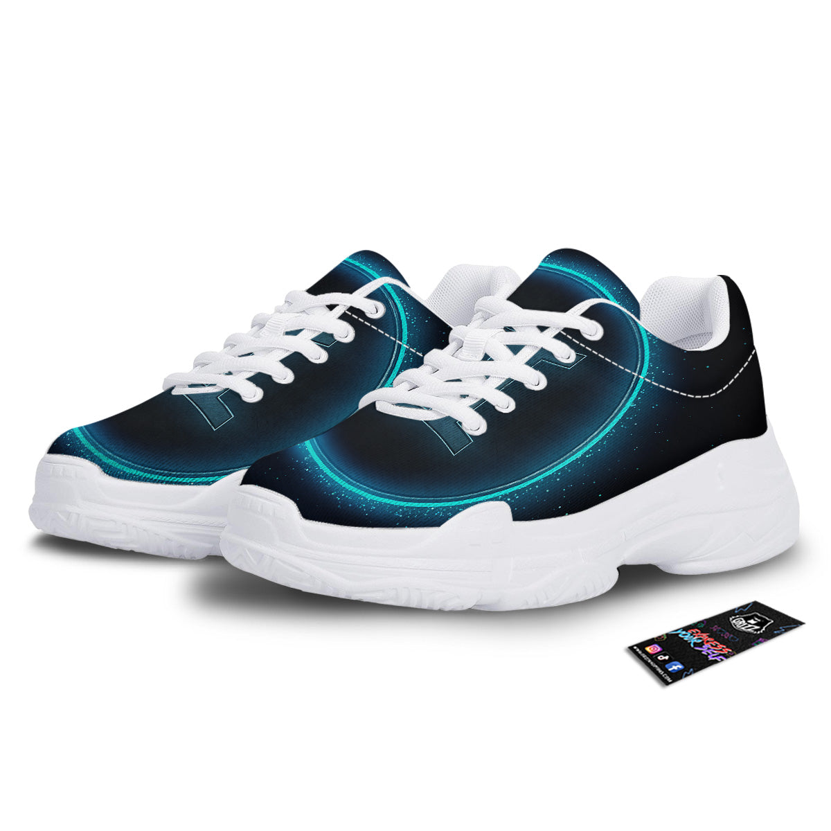 Zodiac Sign Blue Gemini Print White Chunky Shoes-grizzshop
