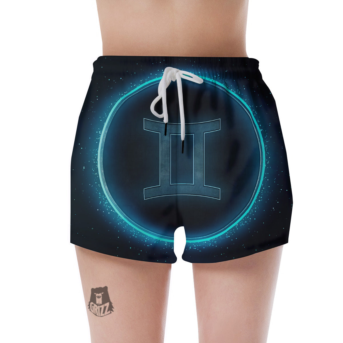 Zodiac Sign Blue Gemini Print Women's Shorts-grizzshop