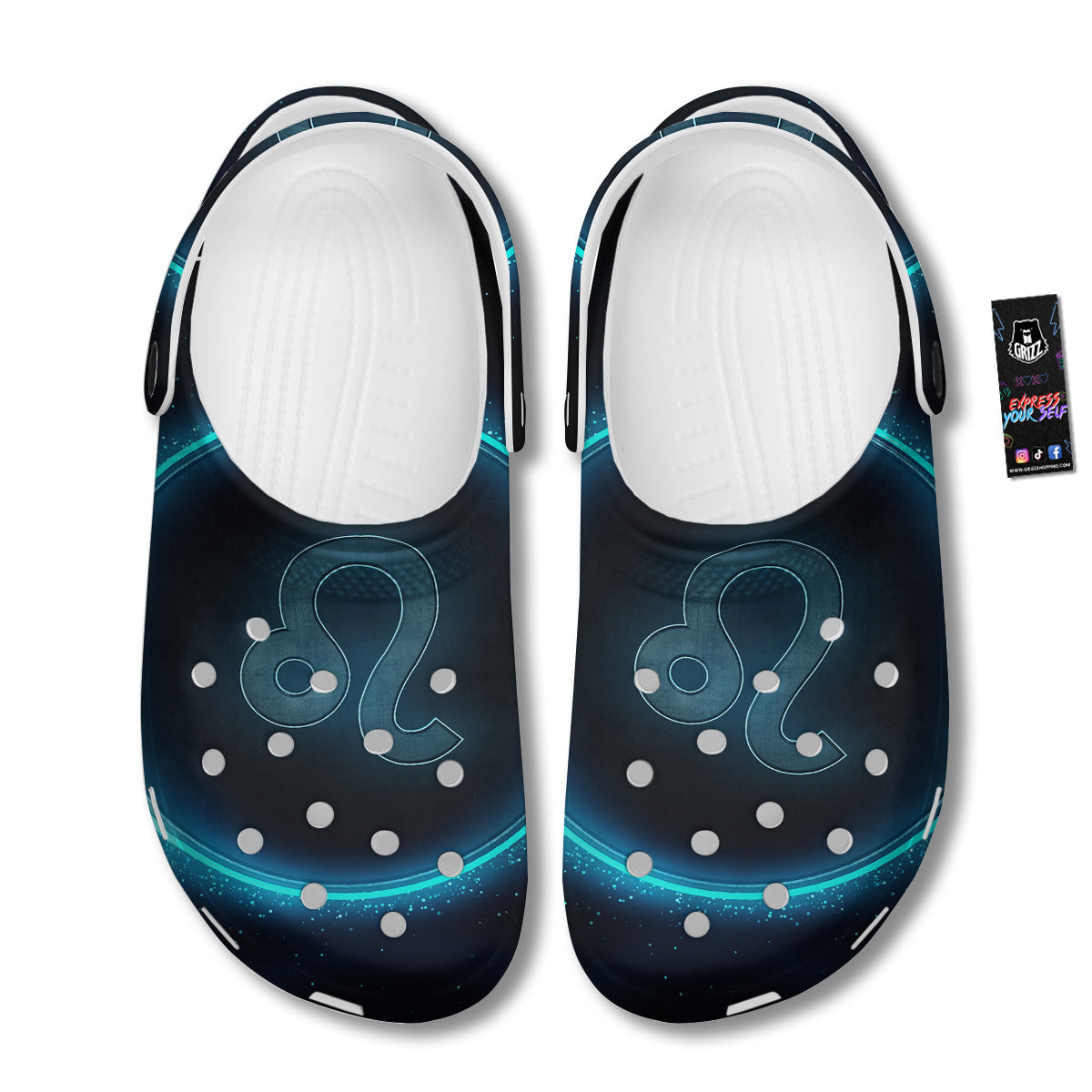 Zodiac Sign Blue Leo Print Clog-grizzshop
