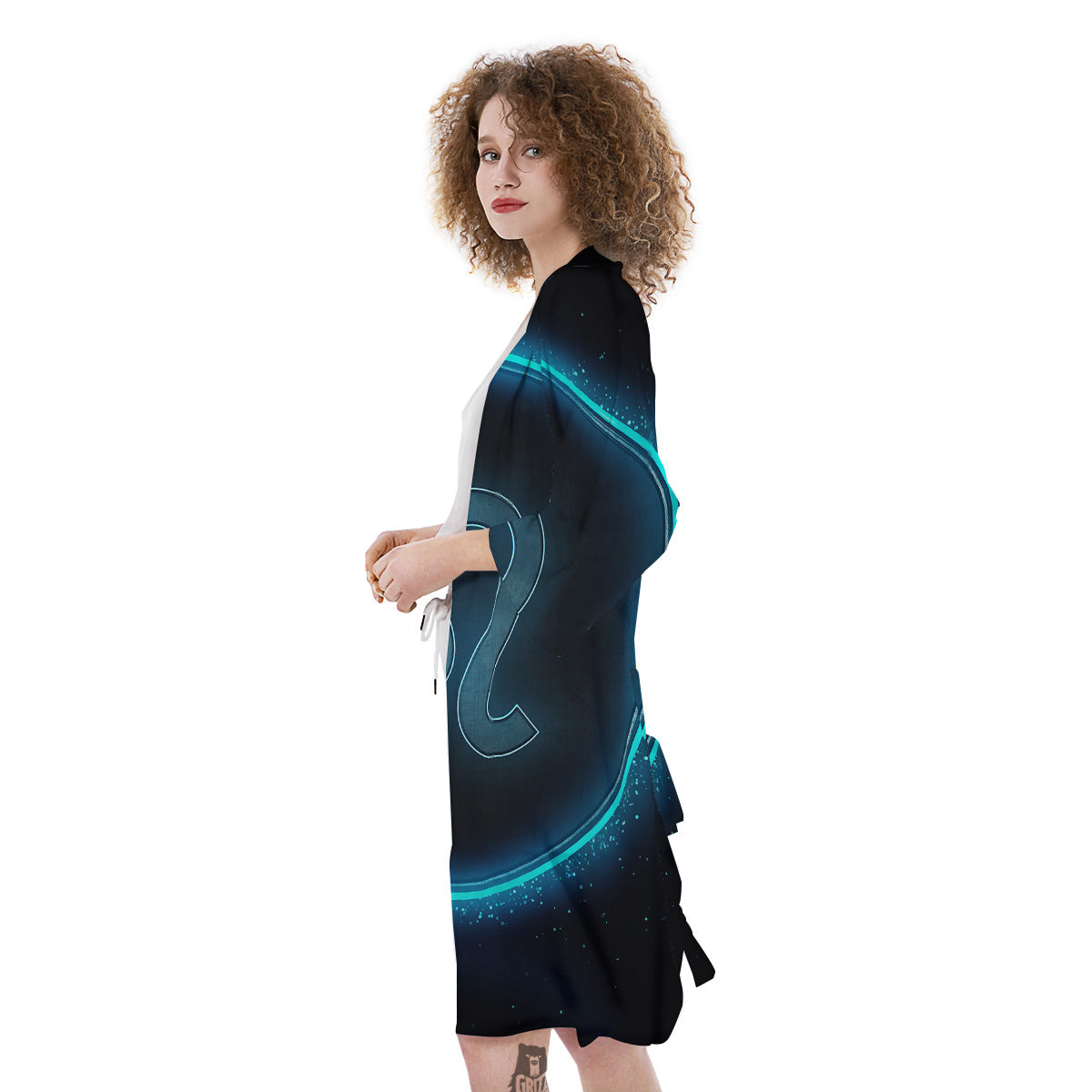 Zodiac Sign Blue Leo Print Kimono-grizzshop