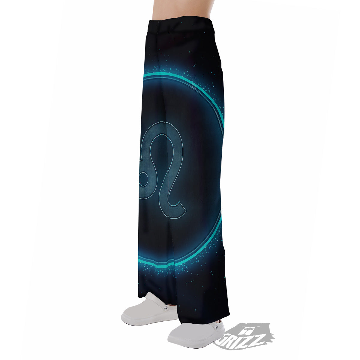 Zodiac Sign Blue Leo Print Pajama Pants-grizzshop
