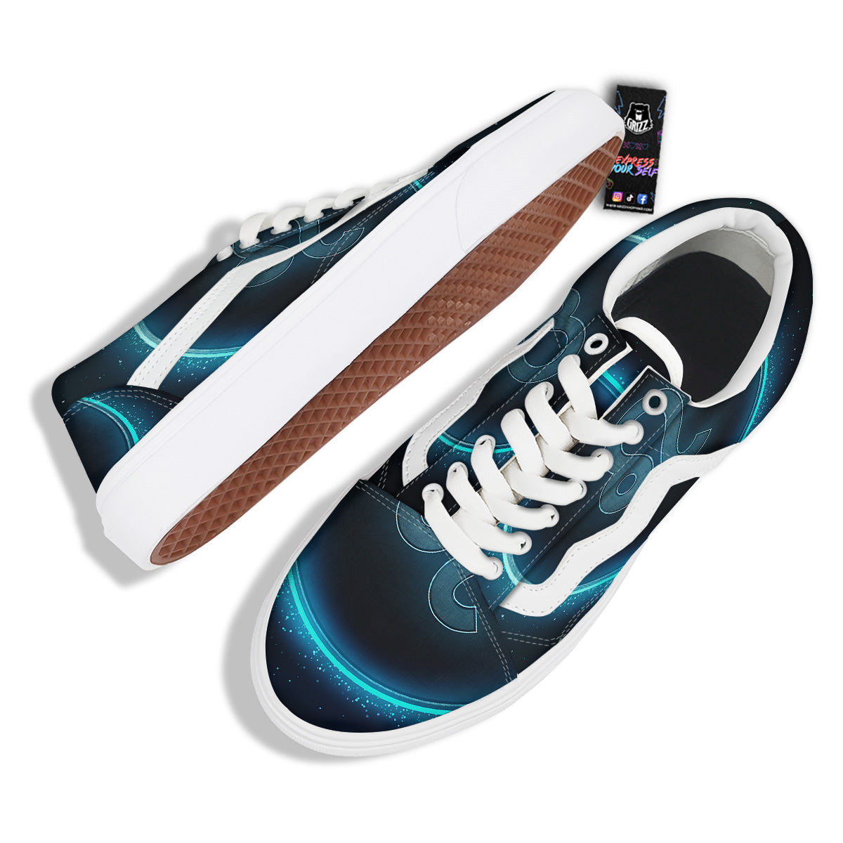 Zodiac Sign Blue Leo Print Skate Shoes-grizzshop