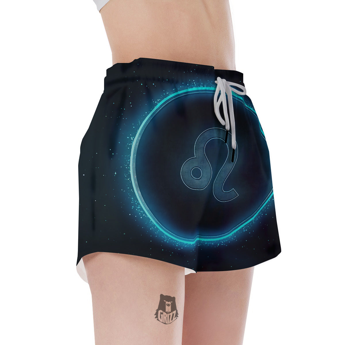 Zodiac Sign Blue Leo Print Women's Shorts-grizzshop