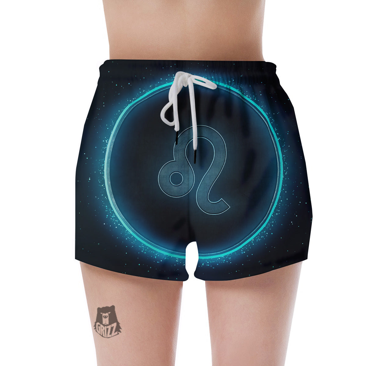 Zodiac Sign Blue Leo Print Women's Shorts-grizzshop