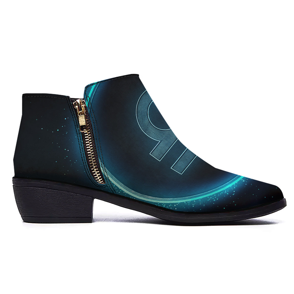 Zodiac Sign Blue Libra Print Ankle Boots-grizzshop