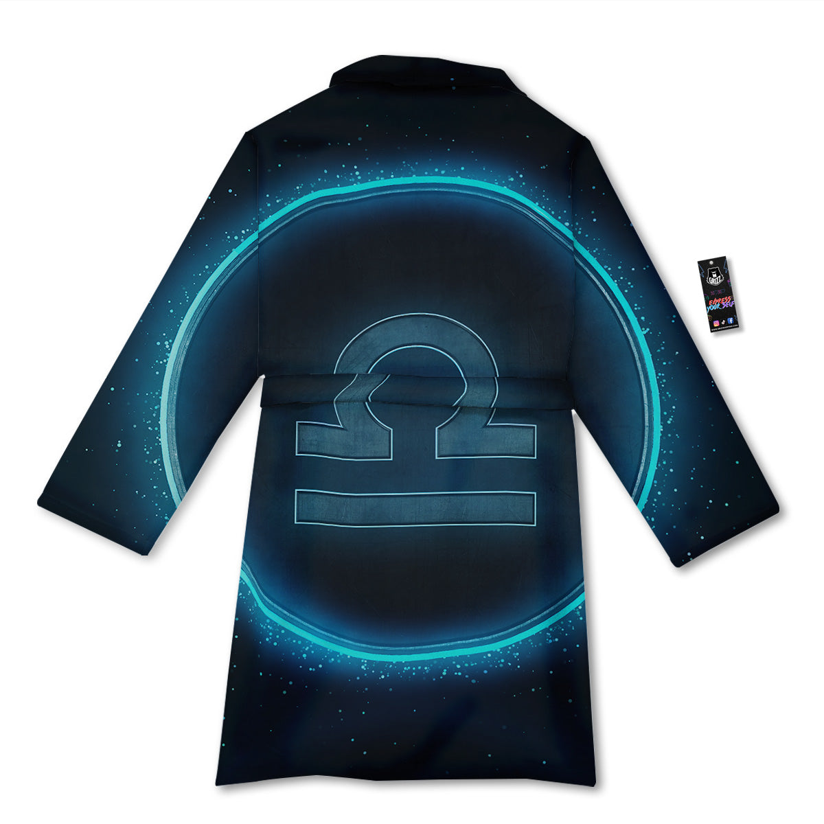 Zodiac Sign Blue Libra Print Bathrobe-grizzshop