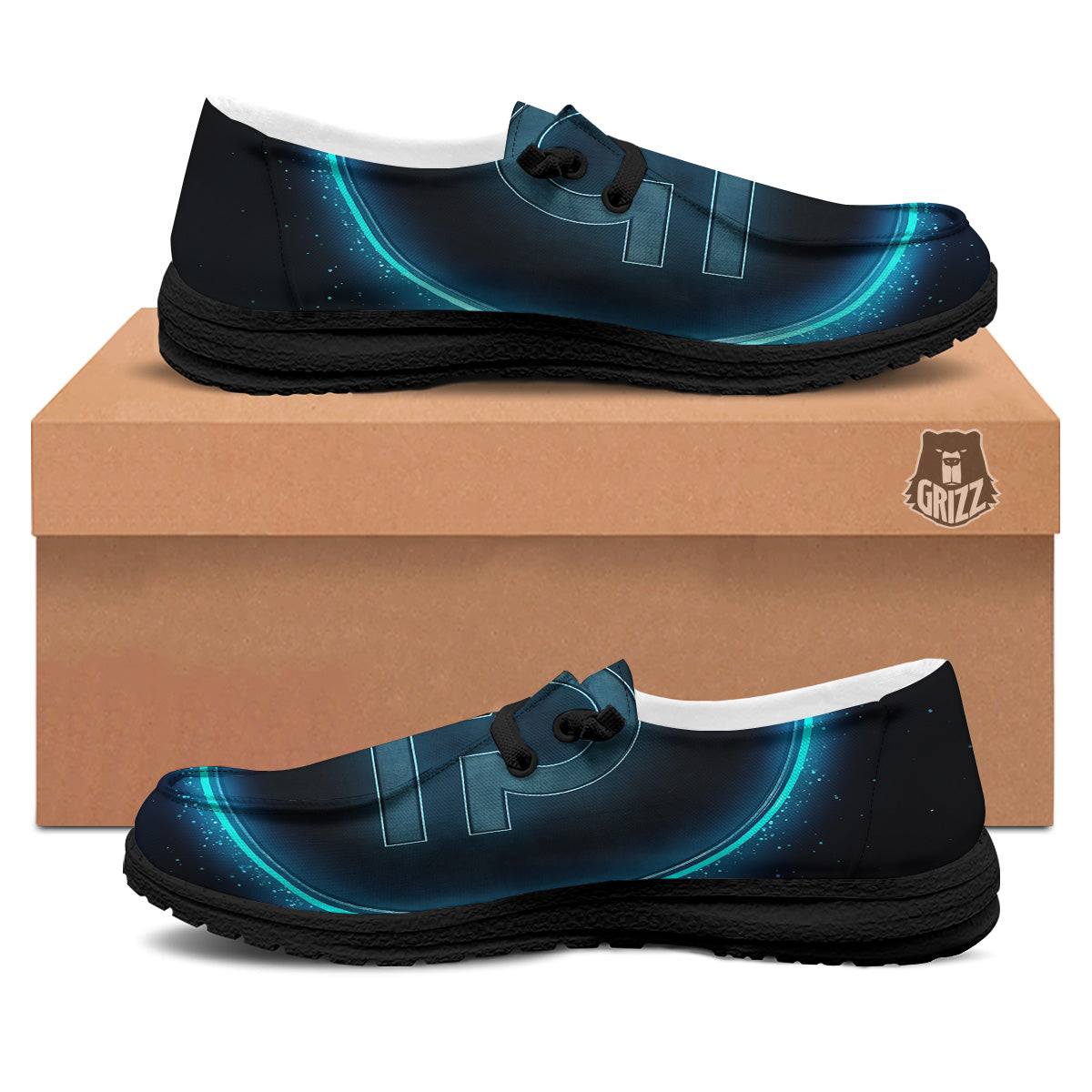 Zodiac Sign Blue Libra Print Black Loafers-grizzshop