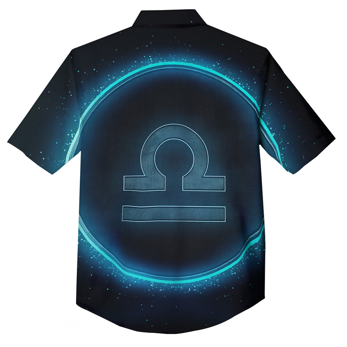 Zodiac Sign Blue Libra Print Button Up Shirt-grizzshop